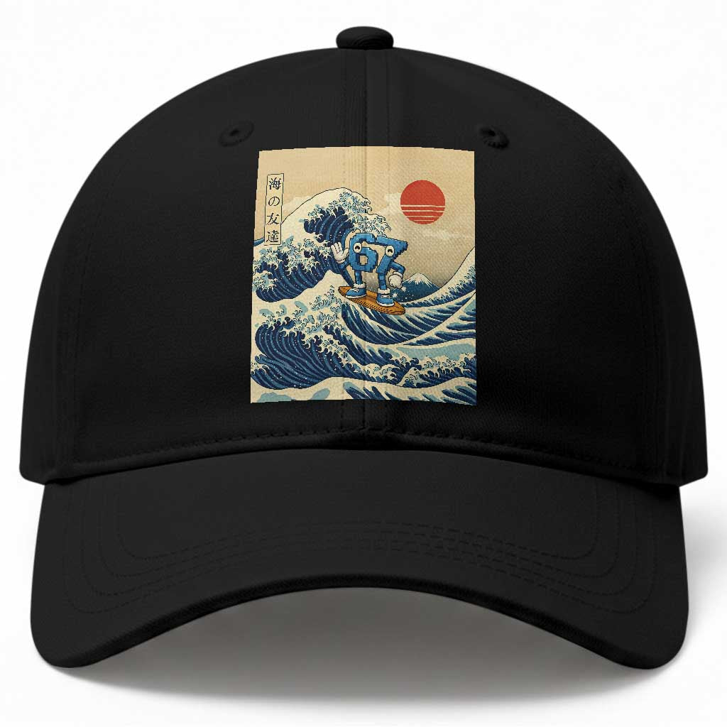 Funny Six Seven Surfing Baseball Cap The Great Wave Kanagawa Japanese 67 Brainrot Meme