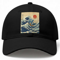 Funny Six Seven Surfing Baseball Cap The Great Wave Kanagawa Japanese 67 Brainrot Meme