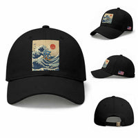 Funny Six Seven Surfing Baseball Cap The Great Wave Kanagawa Japanese 67 Brainrot Meme