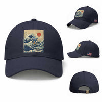 Funny Six Seven Surfing Baseball Cap The Great Wave Kanagawa Japanese 67 Brainrot Meme