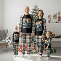 Funny Six Seven Surfing Plaid Pajama Set The Great Wave Kanagawa Japanese 67 Brainrot Meme