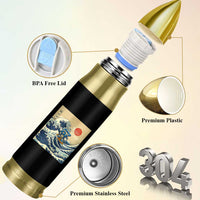 Funny Six Seven Surfing Bullet Tumbler The Great Wave Kanagawa Japanese 67 Brainrot Meme