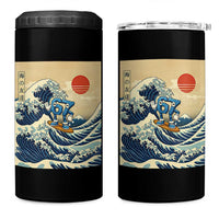 Funny Six Seven Surfing 4 in 1 Can Cooler Tumbler The Great Wave Kanagawa Japanese 67 Brainrot Meme