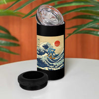 Funny Six Seven Surfing 4 in 1 Can Cooler Tumbler The Great Wave Kanagawa Japanese 67 Brainrot Meme