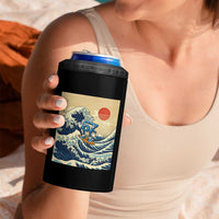 Funny Six Seven Surfing 4 in 1 Can Cooler Tumbler The Great Wave Kanagawa Japanese 67 Brainrot Meme