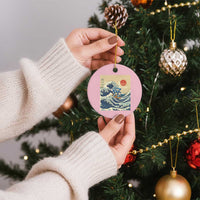 Funny Six Seven Surfing Ceramic Ornament The Great Wave Kanagawa Japanese 67 Brainrot Meme