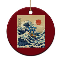 Funny Six Seven Surfing Ceramic Ornament The Great Wave Kanagawa Japanese 67 Brainrot Meme