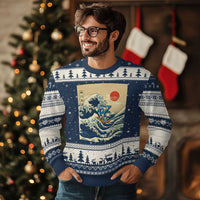 Funny Six Seven Surfing Ugly Christmas Sweater The Great Wave Kanagawa Japanese 67 Brainrot Meme