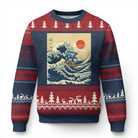 Funny Six Seven Surfing Ugly Christmas Sweater The Great Wave Kanagawa Japanese 67 Brainrot Meme