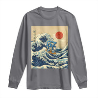 Funny Six Seven Surfing Long Sleeve Shirt The Great Wave Kanagawa Japanese 67 Brainrot Meme