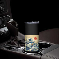 Funny Six Seven Surfing Skinny Tumbler The Great Wave Kanagawa Japanese 67 Brainrot Meme