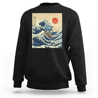 Funny Six Seven Surfing Sweatshirt The Great Wave Kanagawa Japanese 67 Brainrot Meme