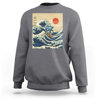Funny Six Seven Surfing Sweatshirt The Great Wave Kanagawa Japanese 67 Brainrot Meme