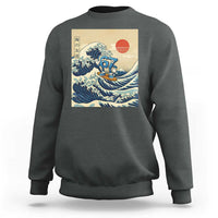 Funny Six Seven Surfing Sweatshirt The Great Wave Kanagawa Japanese 67 Brainrot Meme