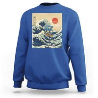 Funny Six Seven Surfing Sweatshirt The Great Wave Kanagawa Japanese 67 Brainrot Meme