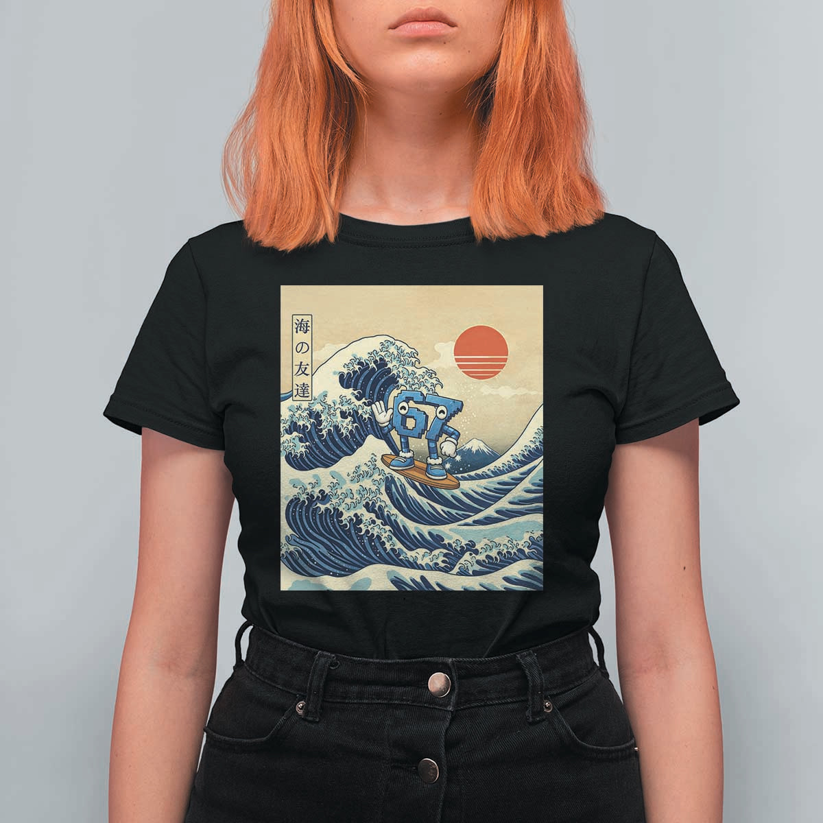 Funny Six Seven Surfing T Shirt For Women The Great Wave Kanagawa Japanese 67 Brainrot Meme