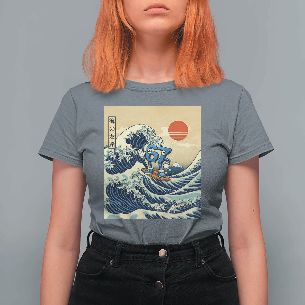 Funny Six Seven Surfing T Shirt For Women The Great Wave Kanagawa Japanese 67 Brainrot Meme