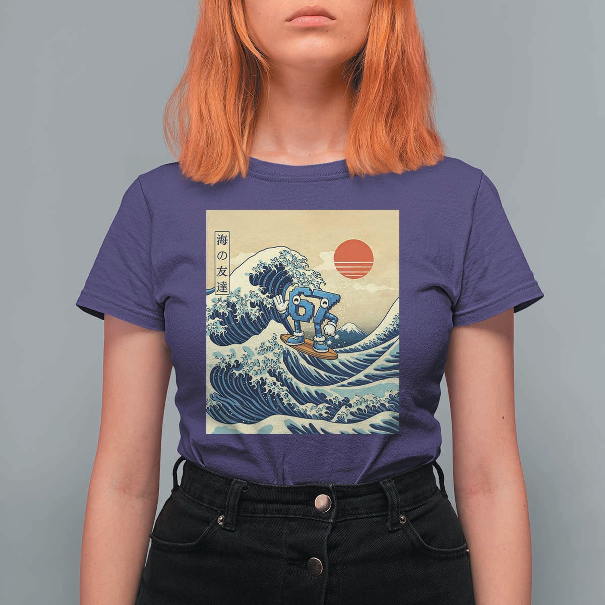Funny Six Seven Surfing T Shirt For Women The Great Wave Kanagawa Japanese 67 Brainrot Meme