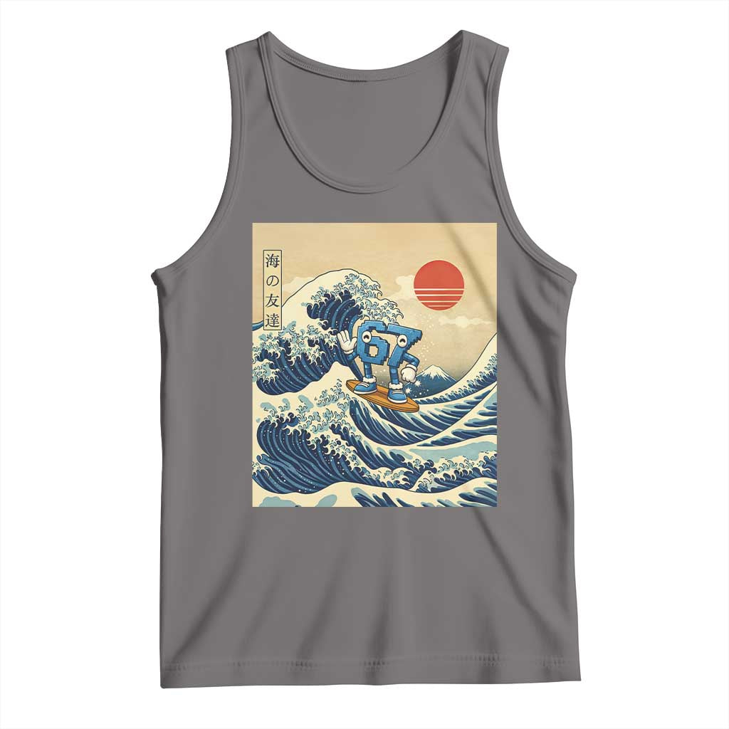 Funny Six Seven Surfing Tank Top The Great Wave Kanagawa Japanese 67 Brainrot Meme