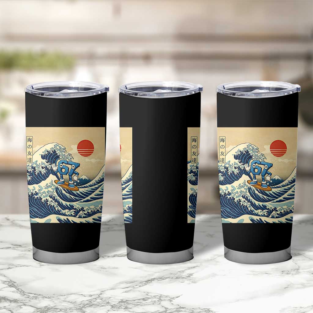 Funny Six Seven Surfing Tumbler Cup The Great Wave Kanagawa Japanese 67 Brainrot Meme