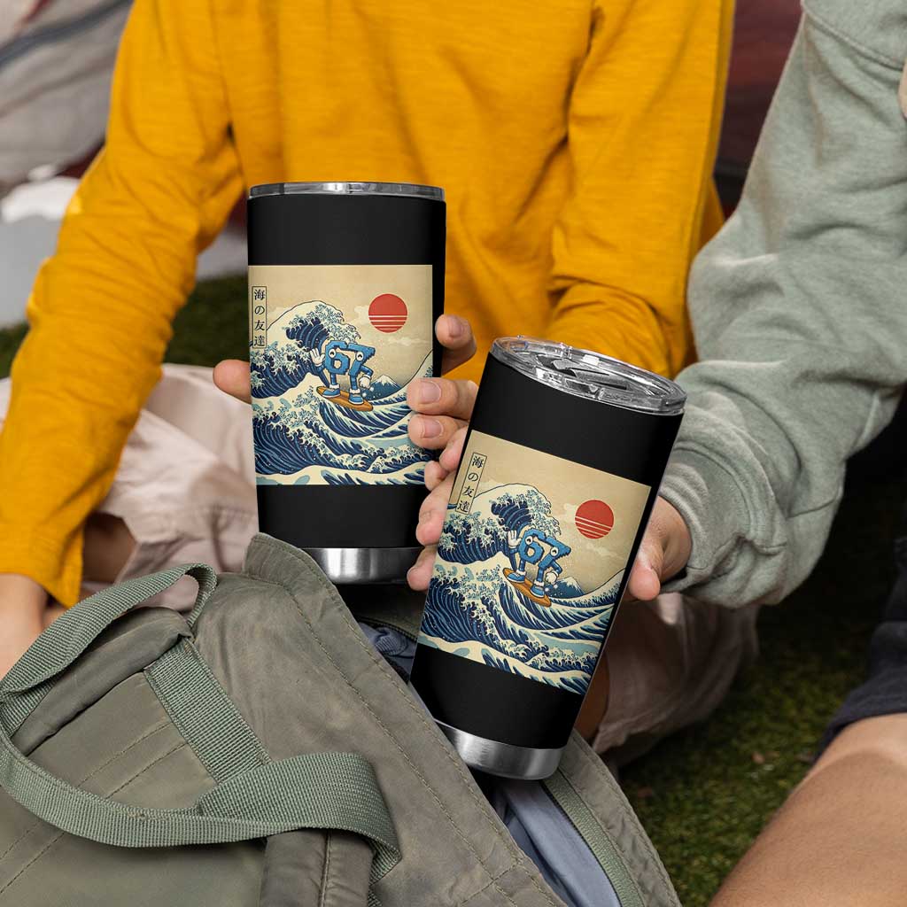 Funny Six Seven Surfing Tumbler Cup The Great Wave Kanagawa Japanese 67 Brainrot Meme