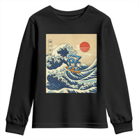Funny Six Seven Surfing Youth Sweatshirt The Great Wave Kanagawa Japanese 67 Brainrot Meme