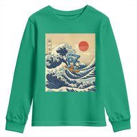 Funny Six Seven Surfing Youth Sweatshirt The Great Wave Kanagawa Japanese 67 Brainrot Meme