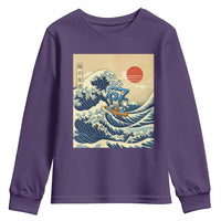 Funny Six Seven Surfing Youth Sweatshirt The Great Wave Kanagawa Japanese 67 Brainrot Meme
