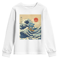 Funny Six Seven Surfing Youth Sweatshirt The Great Wave Kanagawa Japanese 67 Brainrot Meme