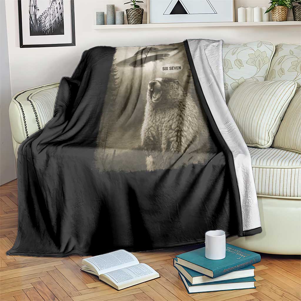 Funny Six Seven Throw Blanket Screaming Groundhog UFO Meme