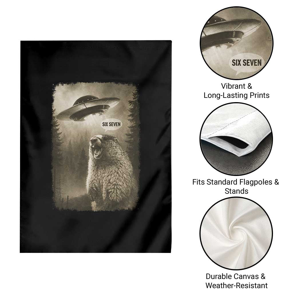 Funny Six Seven Garden Flag Screaming Groundhog UFO Meme