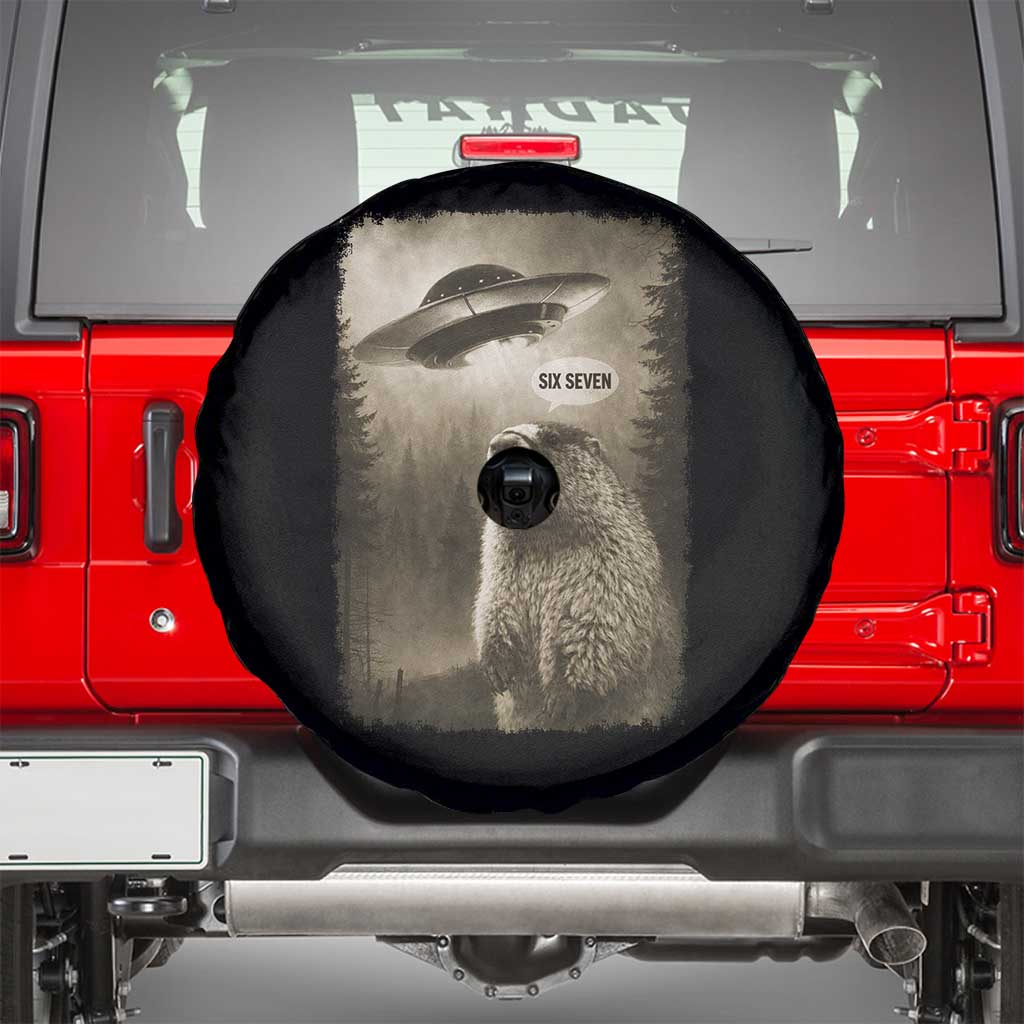 Funny Six Seven Spare Tire Cover Screaming Groundhog UFO Meme