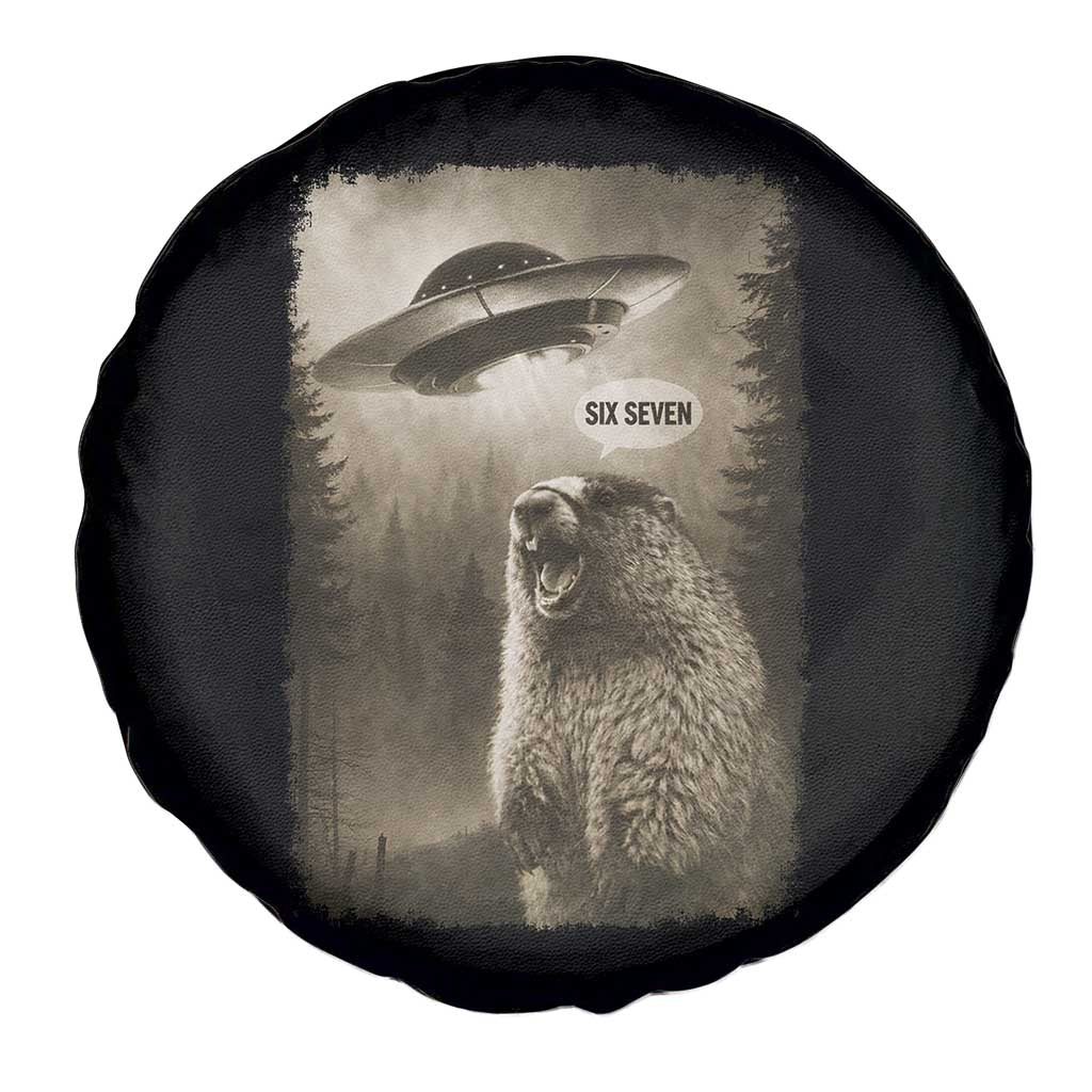 Funny Six Seven Spare Tire Cover Screaming Groundhog UFO Meme