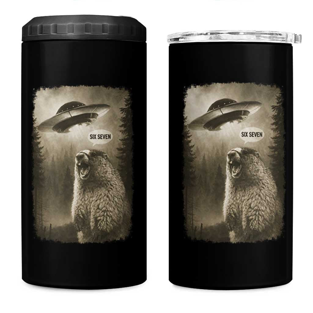 Funny Six Seven 4 in 1 Can Cooler Tumbler Screaming Groundhog UFO Meme