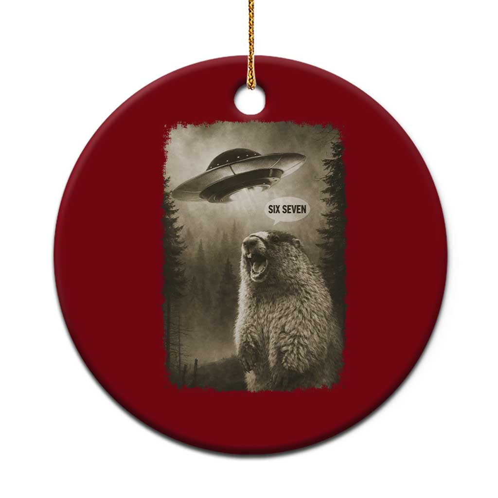 Funny Six Seven Ceramic Ornament Screaming Groundhog UFO Meme