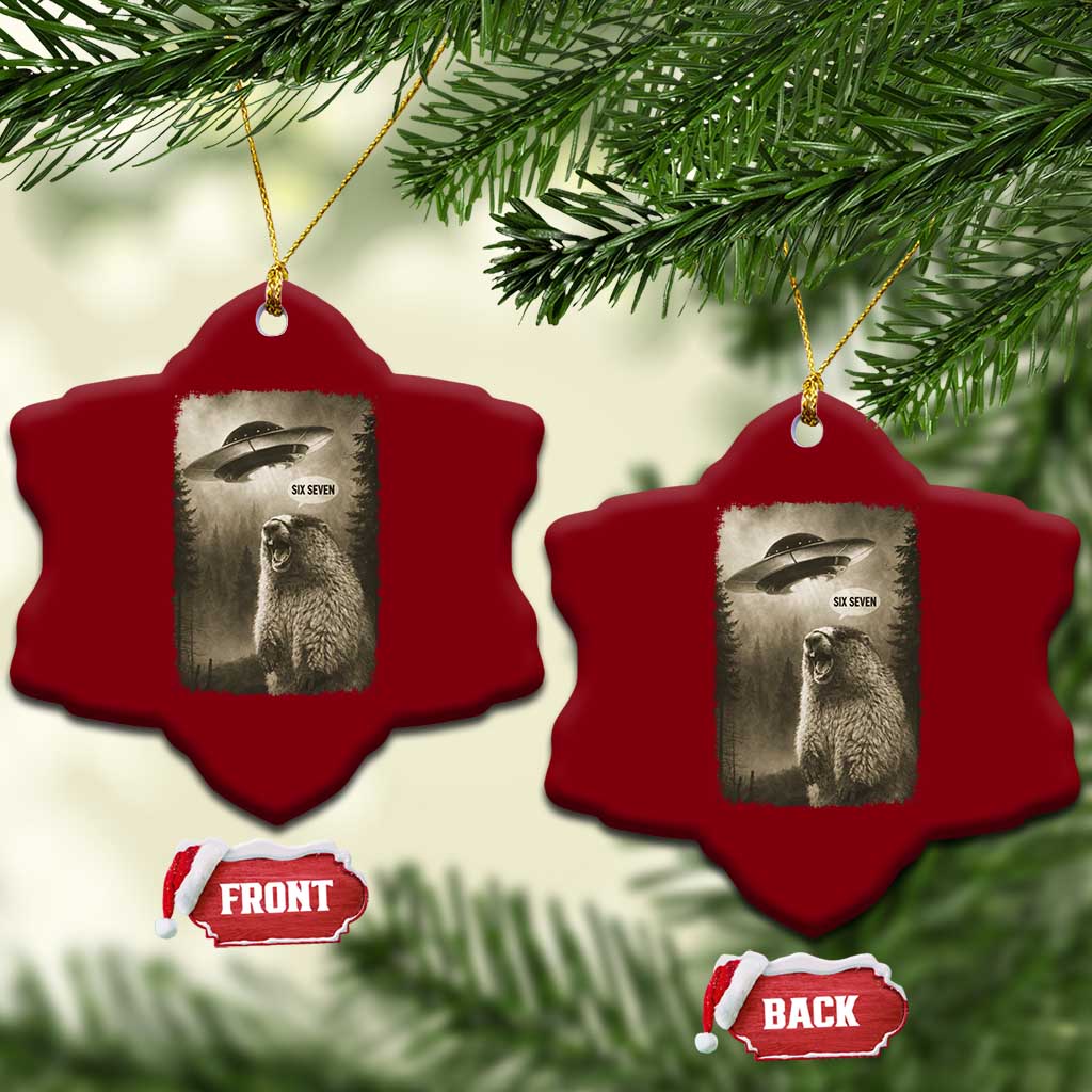 Funny Six Seven Ceramic Ornament Screaming Groundhog UFO Meme