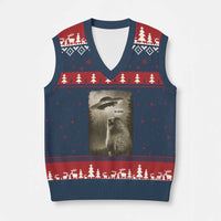 Funny Six Seven V-Neck Knit Sweater Vest Screaming Groundhog UFO Meme