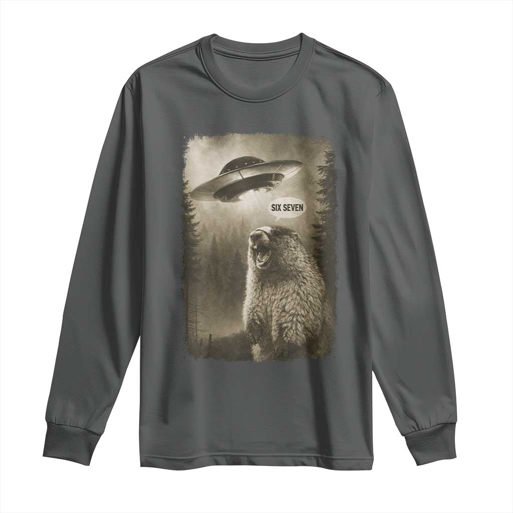 Funny Six Seven Long Sleeve Shirt Screaming Groundhog UFO Meme