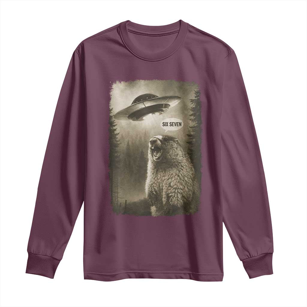 Funny Six Seven Long Sleeve Shirt Screaming Groundhog UFO Meme