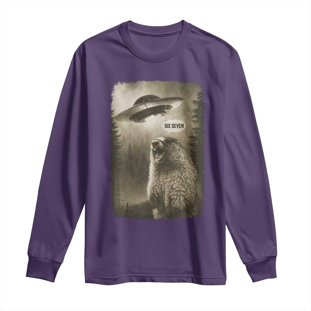 Funny Six Seven Long Sleeve Shirt Screaming Groundhog UFO Meme