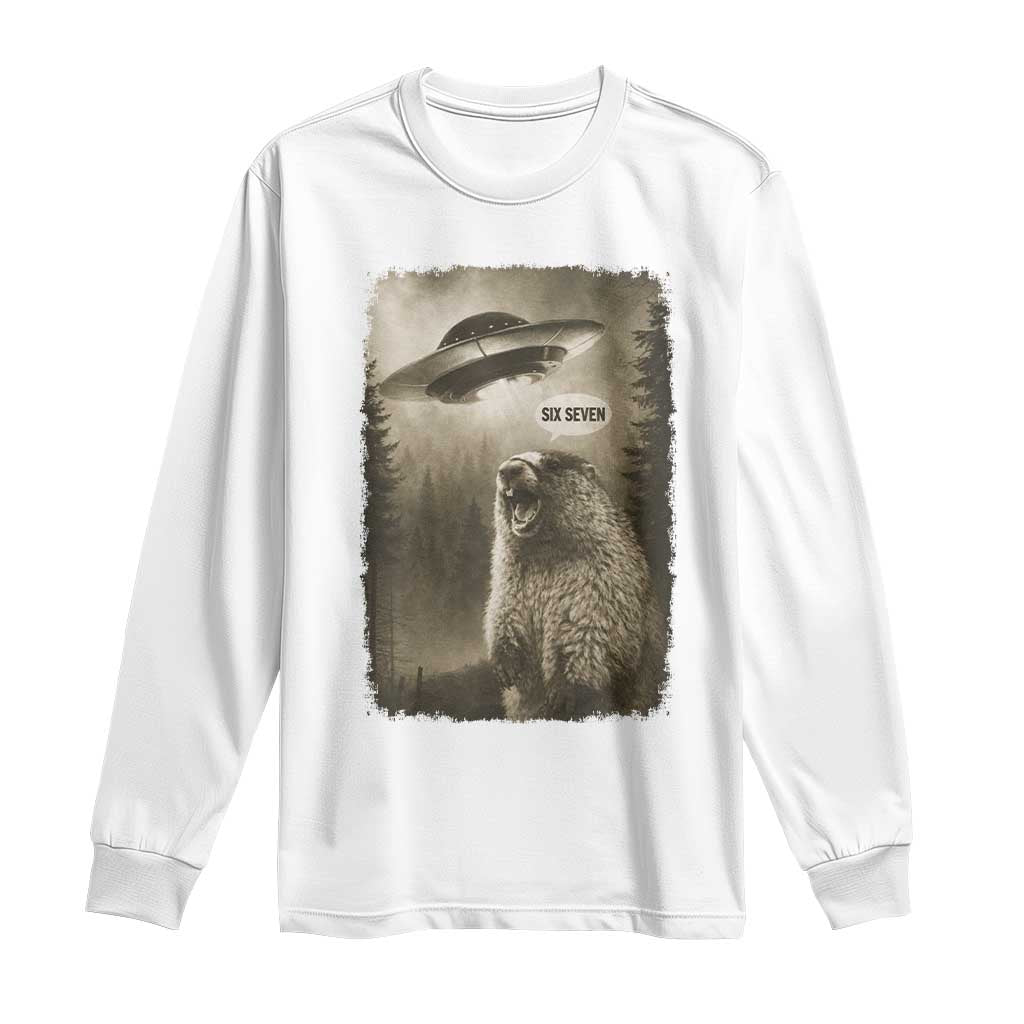 Funny Six Seven Long Sleeve Shirt Screaming Groundhog UFO Meme