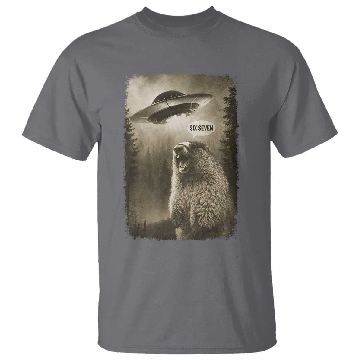 Funny Six Seven T Shirt Screaming Groundhog UFO Meme