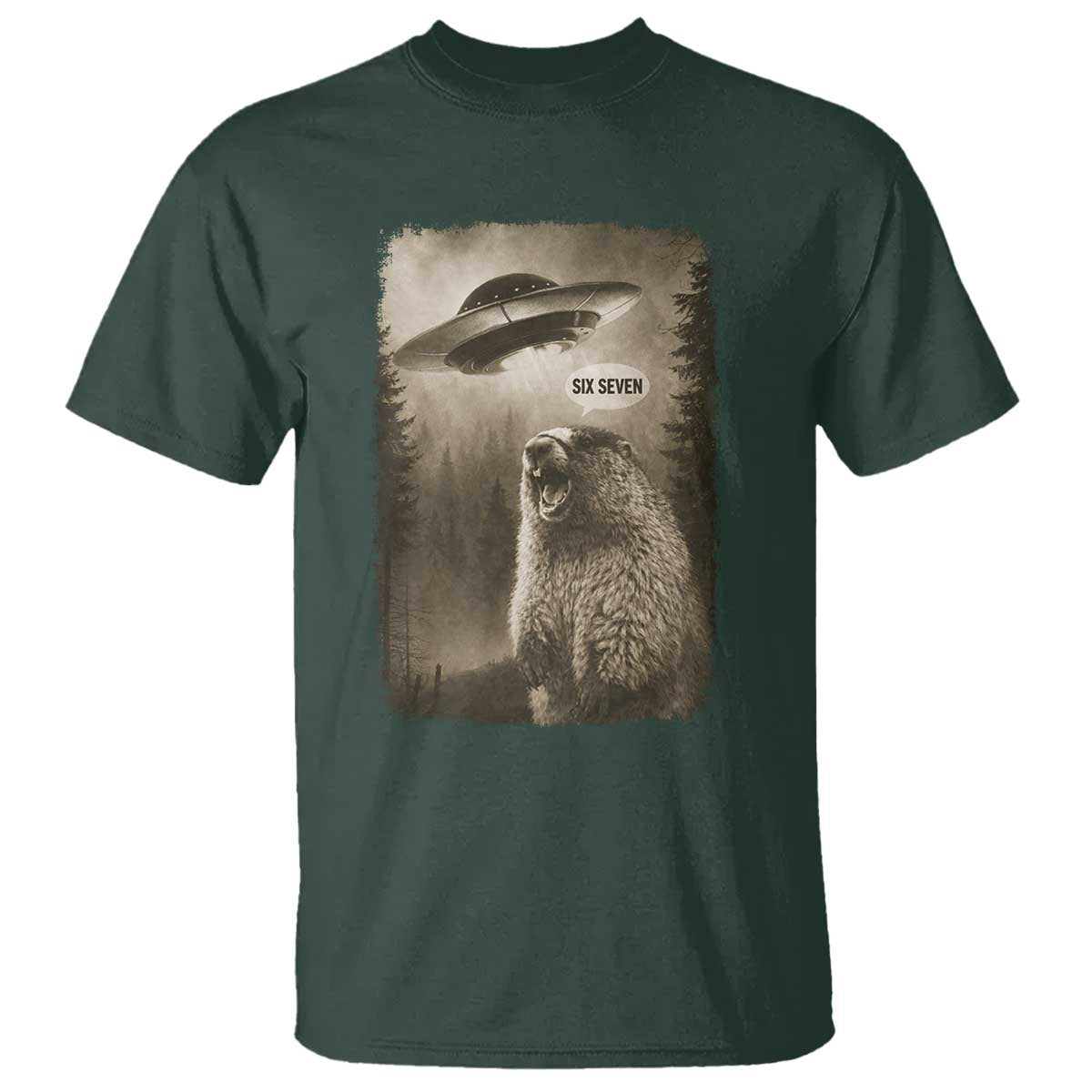 Funny Six Seven T Shirt Screaming Groundhog UFO Meme