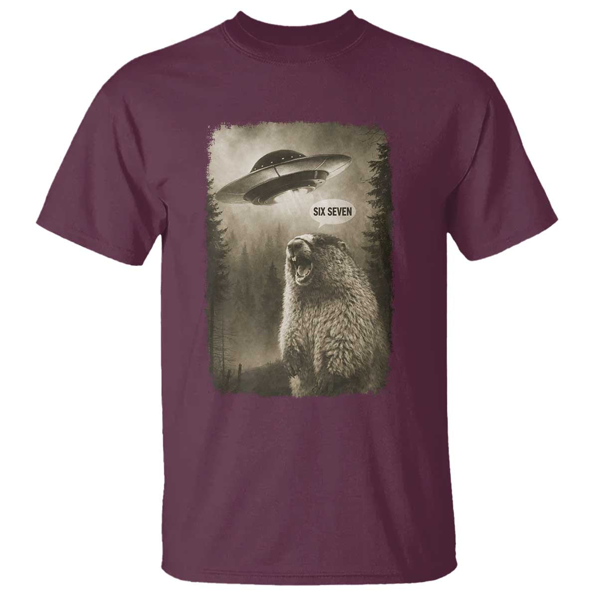 Funny Six Seven T Shirt Screaming Groundhog UFO Meme