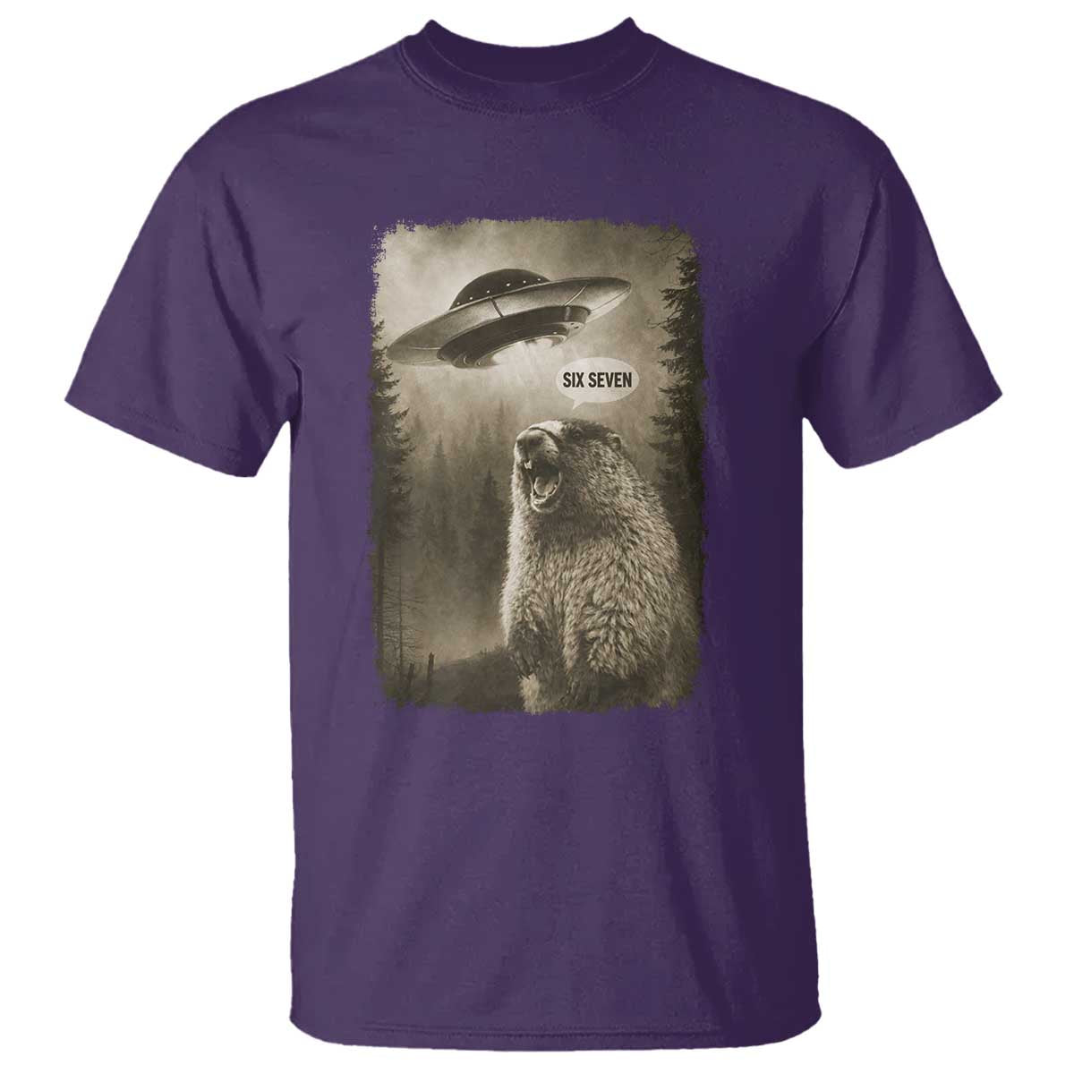 Funny Six Seven T Shirt Screaming Groundhog UFO Meme