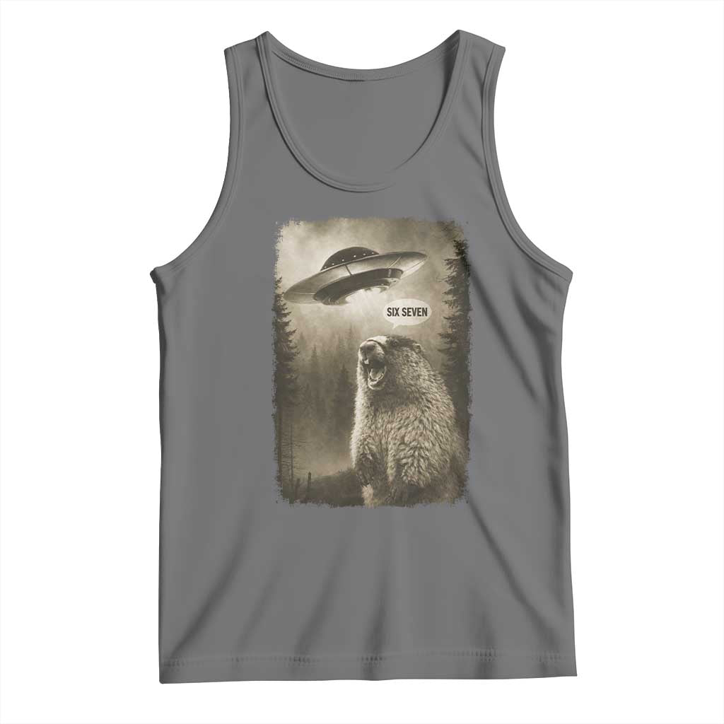 Funny Six Seven Tank Top Screaming Groundhog UFO Meme