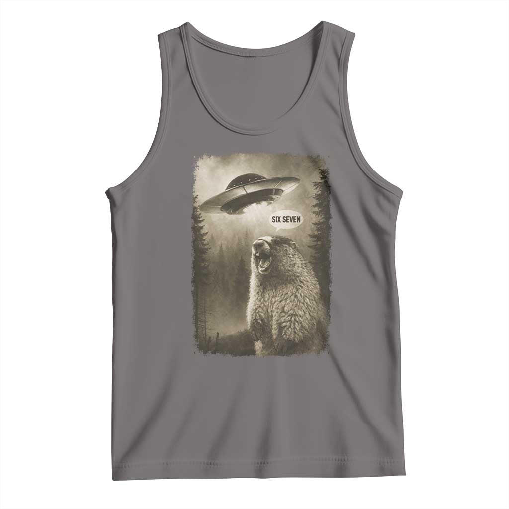 Funny Six Seven Tank Top Screaming Groundhog UFO Meme