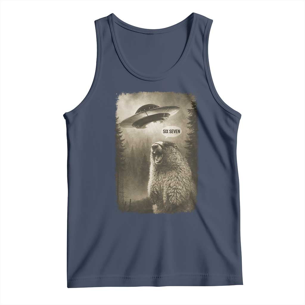 Funny Six Seven Tank Top Screaming Groundhog UFO Meme