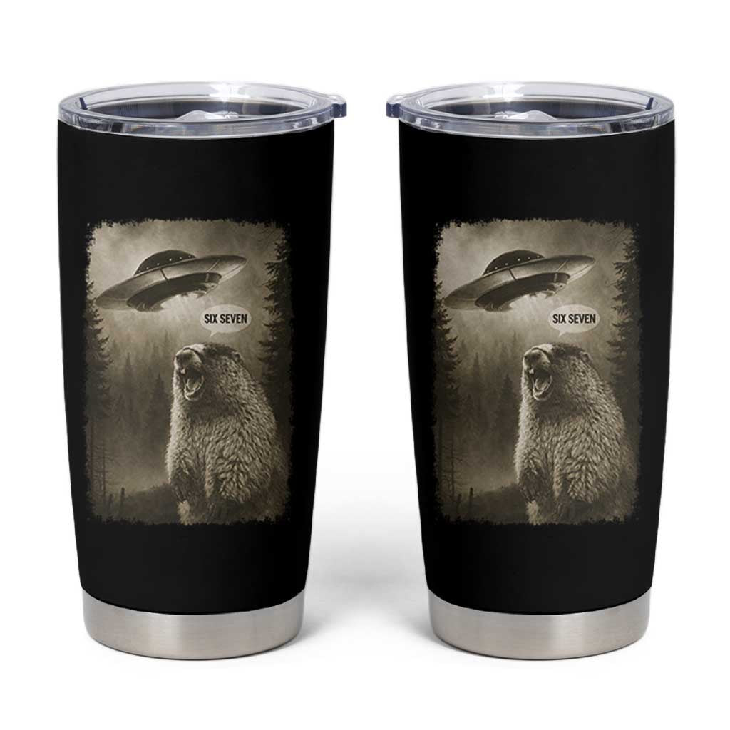 Funny Six Seven Tumbler Cup Screaming Groundhog UFO Meme