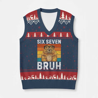 67 Groundhog Meme V-Neck Knit Sweater Vest Funny Six Seven Bruh Groundhog Day - Wonder Print Shop